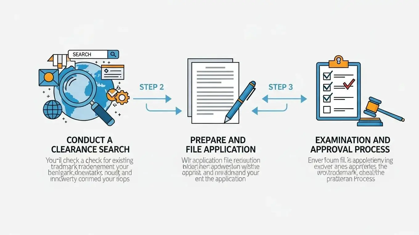Visual representation of the trademark registration process steps in Florida